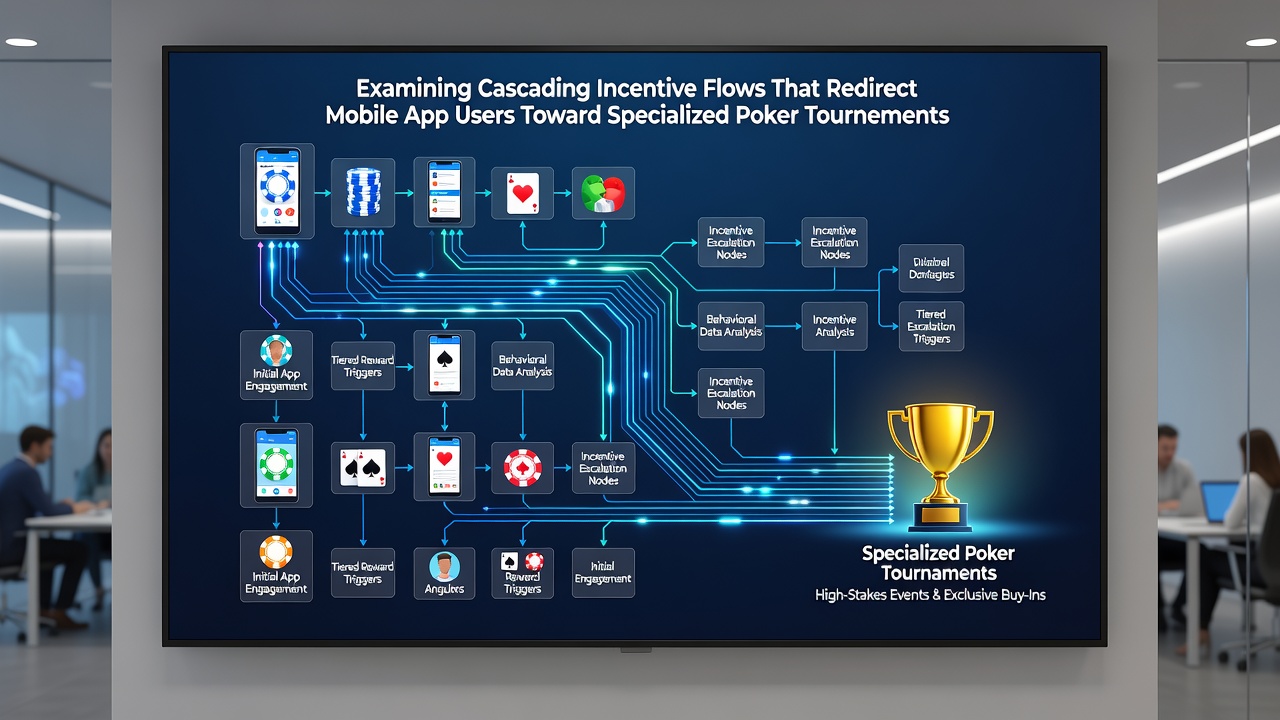 Detaillierte Darstellung von Anreizpfaden zwischen mobilen Apps und Poker-Turnieren