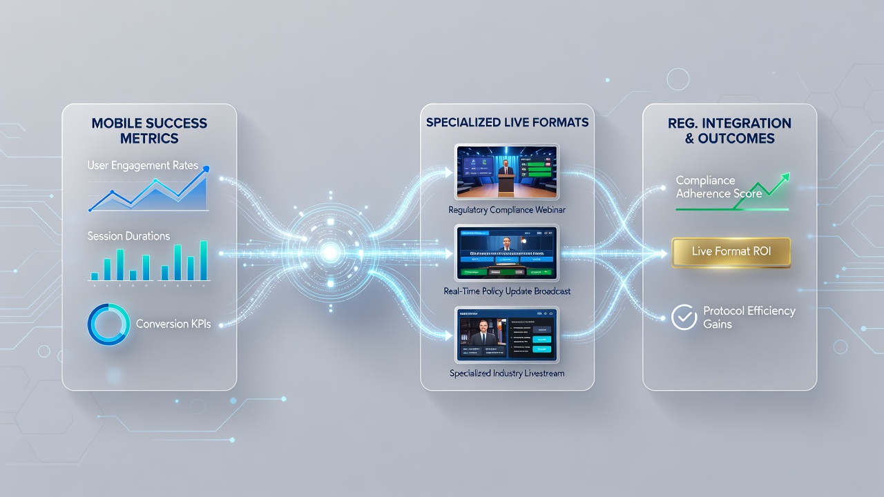 Visualisierung der Umleitung mobiler Metriken zu Live-Formaten über verschiedene Geräte in regulierten Netzwerken
