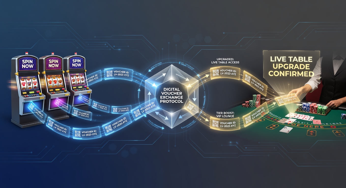 Visualisierung von Datenflüssen zwischen Slot-Servern und Live-Tisch-Upgrades mit markierten Voucher-Token